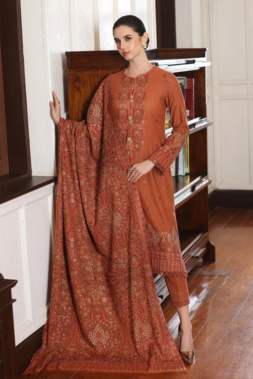 DHANAK 3PC EMBROIDERED DRESS EMBROIDERED SHAWL A06