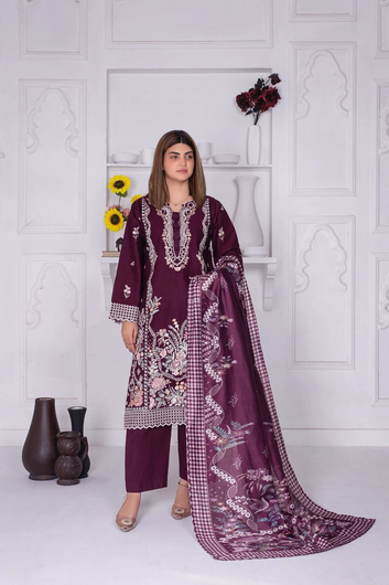 PR07 Khaddar Stitched Embroidered 3-Piece Suit By Rangzaib