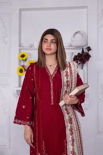 PR03 Khaddar Stitched Embroidered 3-Piece Suit By Rangzaib