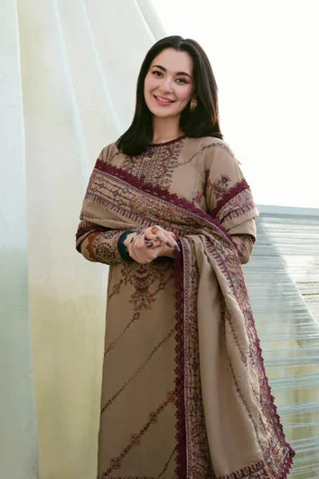 3PC DHANAK EMBROIDERED SHIRT WITH DHANAK SHAWL AND TROUSER A139