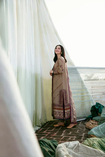 FULLY EMBROIDERED 3PC DHANAK DRESS WITHE MBROIDERED DHANAK SHAWL A139